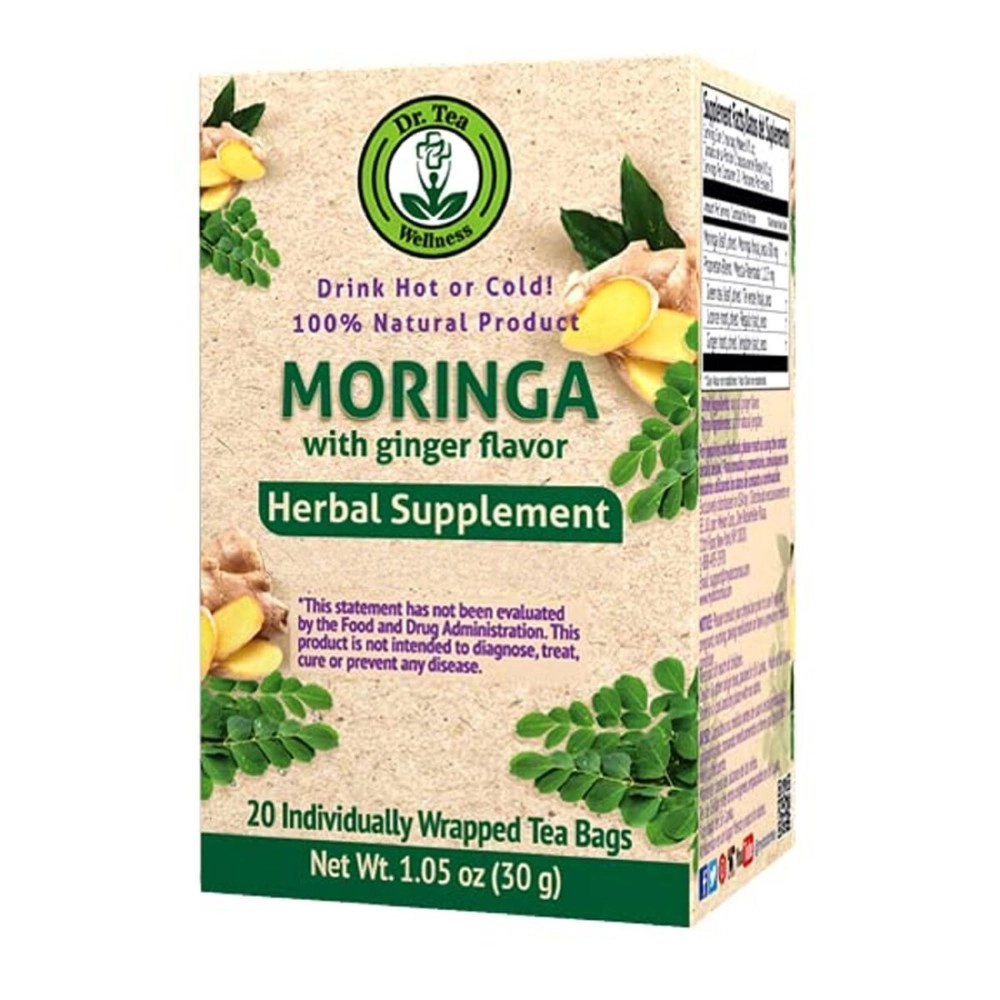 Dr. Tea Wellness Moringa Herbal Tea with Ginger Flavor - 20 Tea Bags
