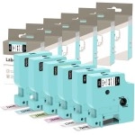 Vixic Multipack Labal Tape for D1600 Label Maker, 6-Pack