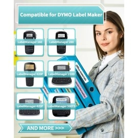 Vixic Multipack Labal Tape for D1600 Label Maker, 6-Pack