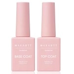 Makartt Gel Top Coat and Base Coat Kit: Clear Gloss Shiny No Wipe Stain Resistant General Top Coat Nail Polish UV and Primer for Acrylic Nails Dip Powder Gel Nail Polish Beauty Gift