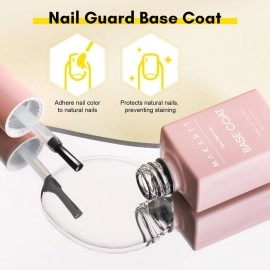 Makartt Gel Top Coat and Base Coat Kit: Clear Gloss Shiny No Wipe Stain Resistant General Top Coat Nail Polish UV and Primer for Acrylic Nails Dip Powder Gel Nail Polish Beauty Gift