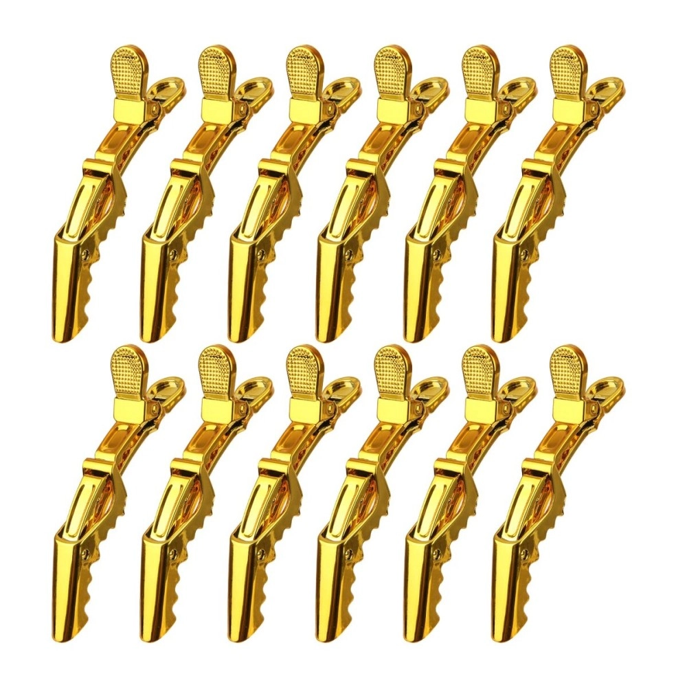 MEN\'S GROOMING BARBER PRO Hair Clips 12 pack - Premium Hair Clip, Clips for Hair, Large Hair Clips For Styling Sectioning, Croc Clips, Hair Styling Clips For Thick Hair - Gold