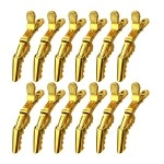 MEN\'S GROOMING BARBER PRO Hair Clips 12 pack - Premium Hair Clip, Clips for Hair, Large Hair Clips For Styling Sectioning, Croc Clips, Hair Styling Clips For Thick Hair - Gold