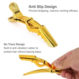 MEN\'S GROOMING BARBER PRO Hair Clips 12 pack - Premium Hair Clip, Clips for Hair, Large Hair Clips For Styling Sectioning, Croc Clips, Hair Styling Clips For Thick Hair - Gold