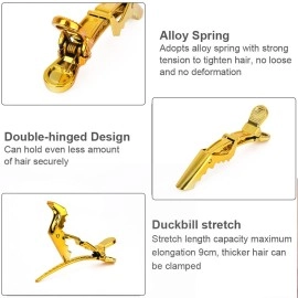 MEN\'S GROOMING BARBER PRO Hair Clips 12 pack - Premium Hair Clip, Clips for Hair, Large Hair Clips For Styling Sectioning, Croc Clips, Hair Styling Clips For Thick Hair - Gold