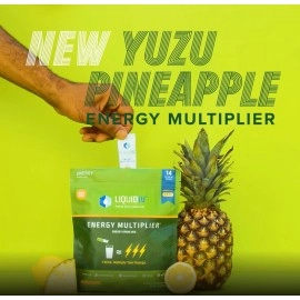 Liquid I.V. Energy Multiplier Yuzu Pineapple, 24 Individual Serving Stick Packs in Resealable Pouch