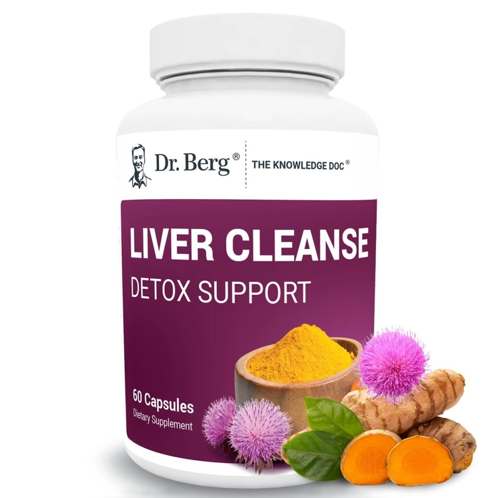 Dr. Berg Nutritionals Liver Cleanse Detox Capsules w/Unique Blend of Milk Thistle, Ox Bile & Folate - Liver Supplement Includes Turmeric, Black Pepper & Choline - 60 Capsules