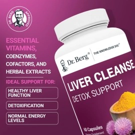 Dr. Berg Nutritionals Liver Cleanse Detox Capsules w/Unique Blend of Milk Thistle, Ox Bile & Folate - Liver Supplement Includes Turmeric, Black Pepper & Choline - 60 Capsules