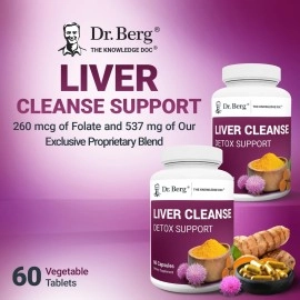 Dr. Berg Nutritionals Liver Cleanse Detox Capsules w/Unique Blend of Milk Thistle, Ox Bile & Folate - Liver Supplement Includes Turmeric, Black Pepper & Choline - 60 Capsules