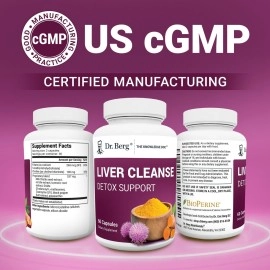 Dr. Berg Nutritionals Liver Cleanse Detox Capsules w/Unique Blend of Milk Thistle, Ox Bile & Folate - Liver Supplement Includes Turmeric, Black Pepper & Choline - 60 Capsules