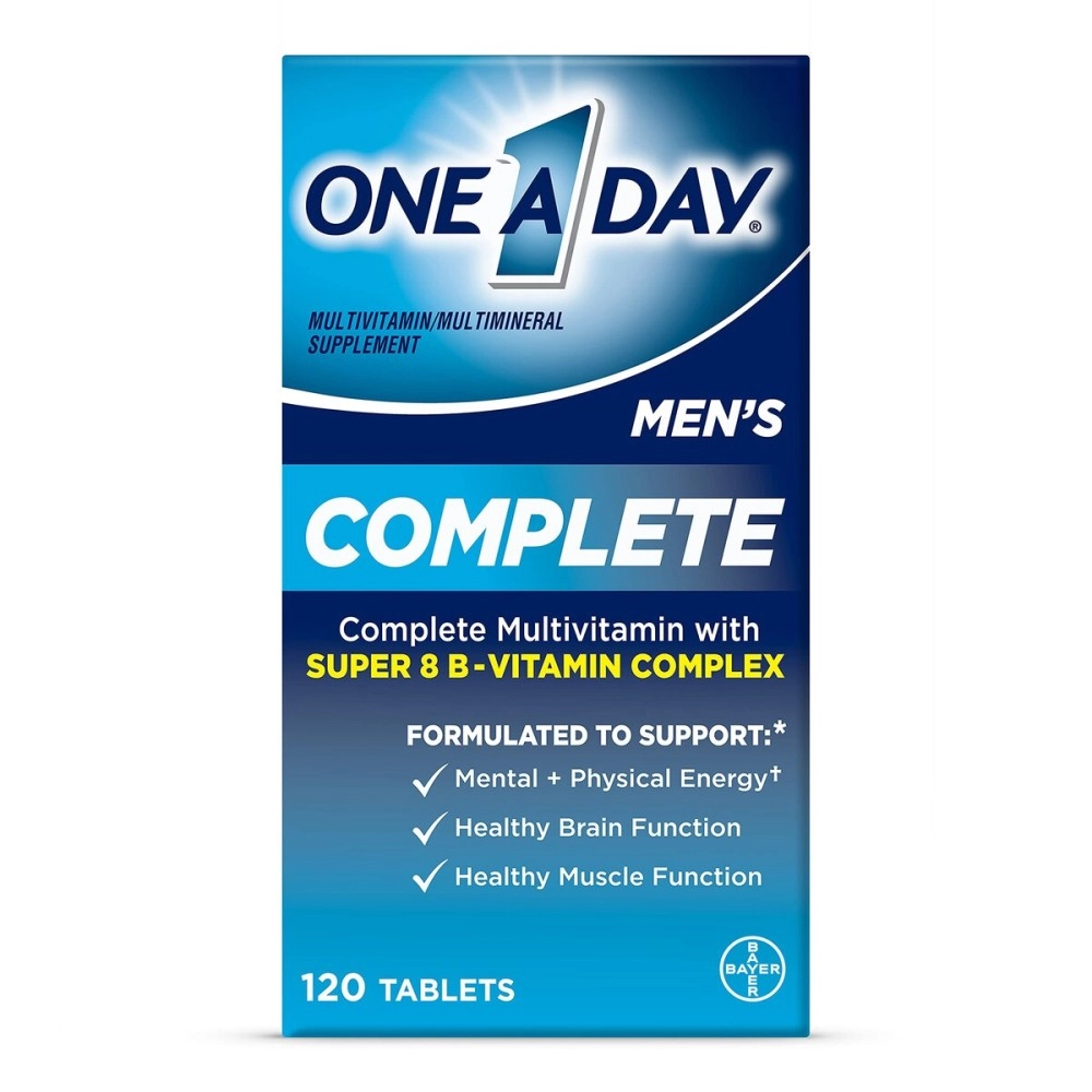 ONE A DAY Mens Complete Multivitamin, Adult Multivitamin Supplement with Vitamins A,C,D,E and Zinc and with B Vitamins to Support Healthy Brain Function and Physical Energy, 120 Count, 4 Month Supply