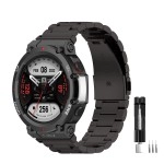 E ECSEM Bands Compatible for Amazfit T-Rex 2 Band Men Metal Adjustable Stainless Steel Cool Wristband Bracelet Accessories Replacement Strap for Amazfit T-Rex 2 Smartwatch (Black)