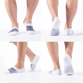 IDEGG No Show Socks Men Low Cut Ankle Short Socks for Men Casual Athletic Socks with Non-Slip Grip, Color H-8 Pairs-8 Mesh White, 7-10