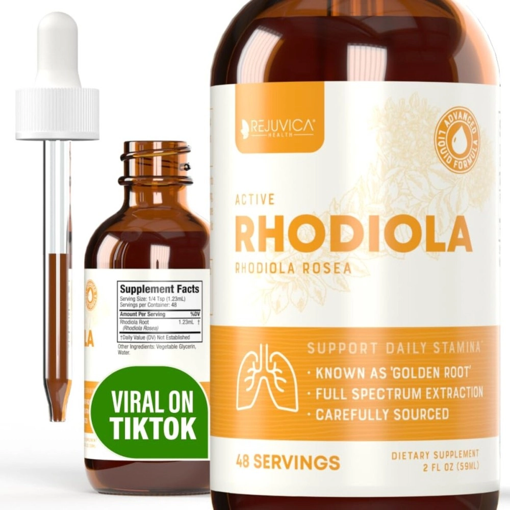 Rejuvica Health Active Rhodiola - Rhodiola Root Extract with Natural Rosavins - Liquid Delivery for Better Absorption - Supports Energy & Stress