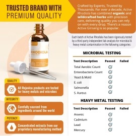 Rejuvica Health Active Rhodiola - Rhodiola Root Extract with Natural Rosavins - Liquid Delivery for Better Absorption - Supports Energy & Stress