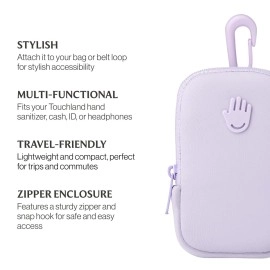 Touchland Touchette Zippered Pouch, Attachable Fashion Accessory with Snap Hook for Hand Sanitizers 30 ml., Lilac