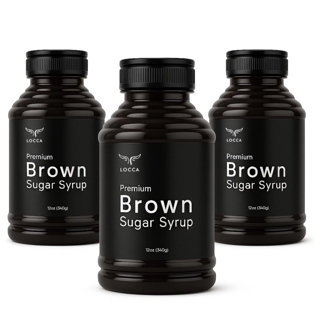 LOCCA Brown Sugar Boba Syrup, Black Sugar Coffee Syrup, Boba / Bubble Tea Syrup 12 Oz (Pack of 3)