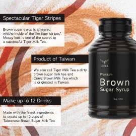 LOCCA Brown Sugar Boba Syrup, Black Sugar Coffee Syrup, Boba / Bubble Tea Syrup 12 Oz (Pack of 3)