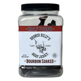 Bronco Billy\'s Beef Jerky Boubon Soaked 8oz Jar