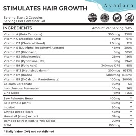 Ayadara Hair Skin and Nails Vitamins 60 Capsules, Hair Growth Vitamins with Biotin, Skin, Nail, Hair Supplement, Hair Vitamins for Faster Hair Growth, Hair Growth Pills, Hair Growth for Women & Men