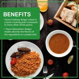 Jiva Organics Bulgur Wheat Fine 1 2 LB - Non-GMO, Grown in USA, 100% Natural Wheat Berries, Resealable Bag