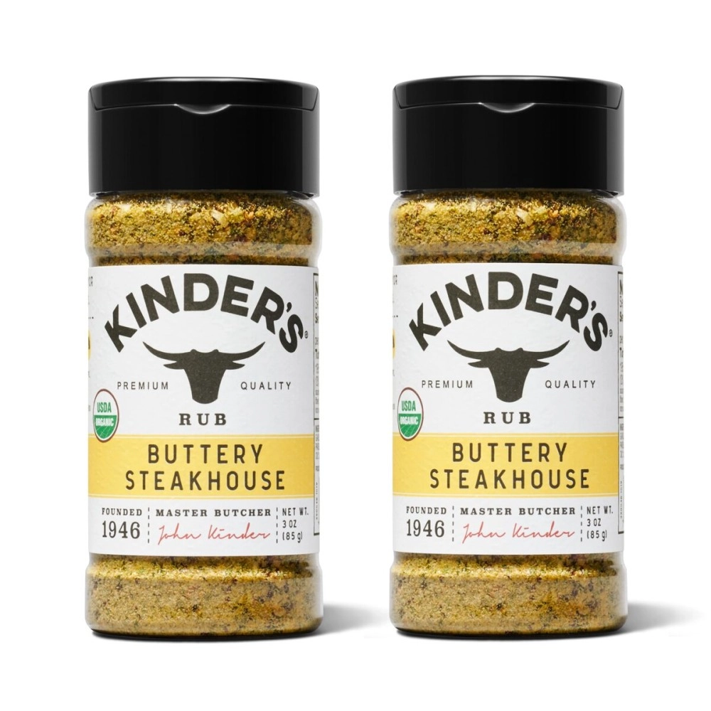 Kinder\'s Organic Buttery Steakhouse Rub, Premium Quality Seasoning, MSG Free, USDA Certified Organic, 3 oz (2 Pack)