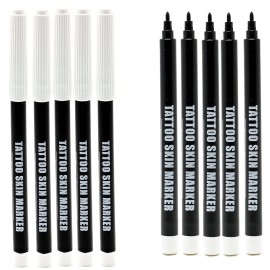 ELEMENT TATTOO SUPPLY Bold Tip Stencil Body Pen Markers for Freehand Drawing on Human Skin Purple Non-Toxic Long-Lasting Dot Marks Piercing Microblading Thick Line Pack of 5