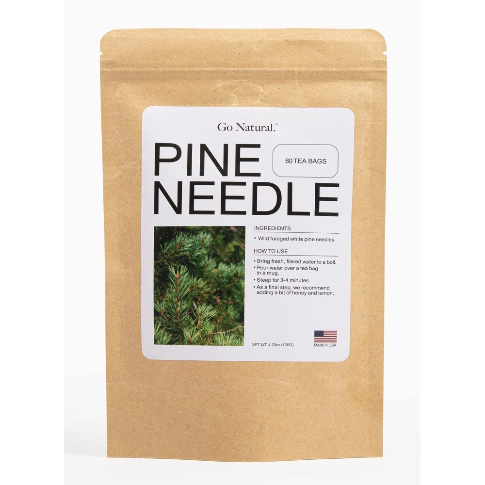 Pine needle tea, wild-foraged in the USA, picked from northern white pines | Protects against infection, strengthens immunity, high in antioxidants, natural suramin (60 Count (Pack of 1))
