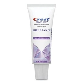 Crest 3D White Brilliance Toothpaste, Vibrant Peppermint, Travel Size 0.85 oz (24g) - Pack of 4