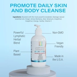 Bruizex Lymphatic Drainage Shower Gel, Natural Herbal Body Wash for Healthy Lymph Flow & Body Detox, Post Manual or Tool Lymphatic Massage, Post Liposuction, BBL, Lymphedema, Lipedema, 8 Fl OZ