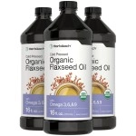 Horbach Organic Flaxseed Oil | 3 Pack | 16 fl oz Each | Cold Pressed | with Omega 3, 6, 9 | Vegetarian, Non-GMO, Gluten Free Liquid