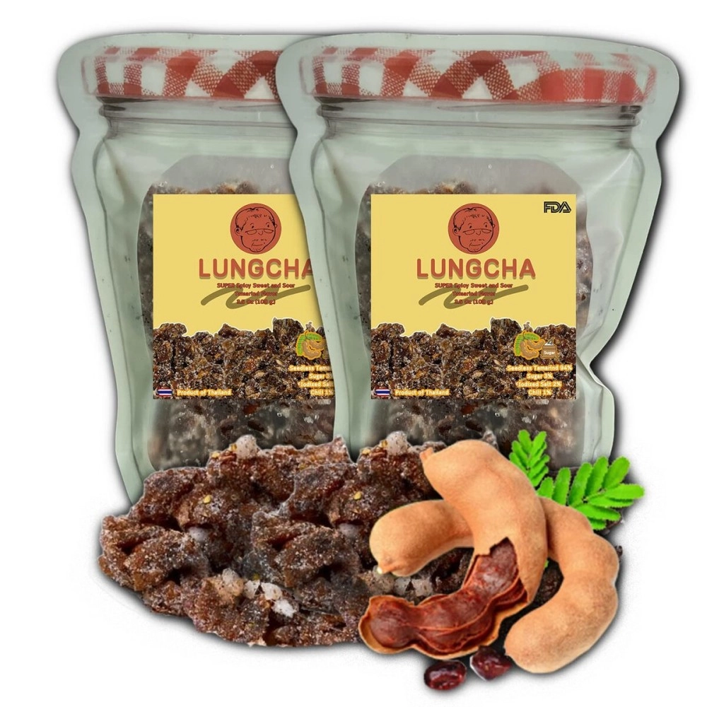 LUNGCHA Super Spicy & Sour with Sugar Mixed Flavor, Seedless Real THAI DRIED TAMARIND Variety Flavors Mixed 3.5 Oz. (100 g.) x 2 pack (Super Spicy & Sour)