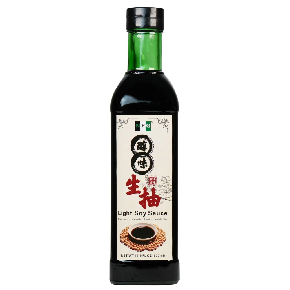 NPG Premium Light Soy Sauce 16.9 Oz, Tamari Lite Dipping Sauce for Sushi, Sashimi, Fish, Dumplings, Noodles, Meat Marinade
