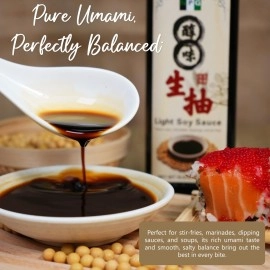 NPG Premium Light Soy Sauce 16.9 Oz, Tamari Lite Dipping Sauce for Sushi, Sashimi, Fish, Dumplings, Noodles, Meat Marinade