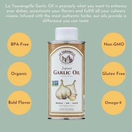 La Tourangelle, Infused Trio of Oils - Basil Oil, Garlic Oil, White Truffle Oil,Complex Gourmet Earthy Flavor for Drizzling over Pasta, Popcorn, Vegetables, Potatoes, Soup and More, 8.45 fl oz (Set of