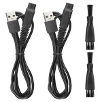 SMAYS Charger Cord Replacement for Skull Shaver Pitbull Gold Pro, Palm, Platinum Electric Razor - USB Cable 2-Pack