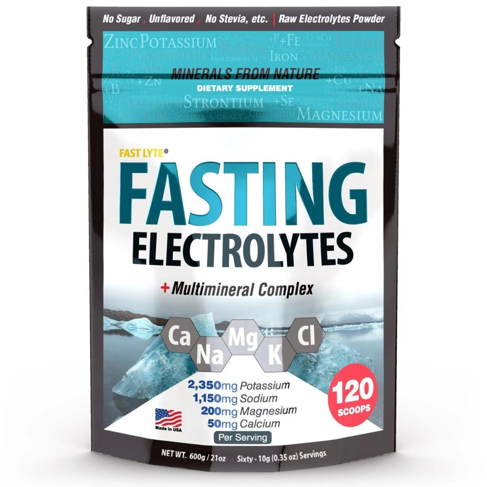 FAST LYTE Fasting Electrolyte Supplement Powder High in Magnesium and Potassium, Fasting Salts K Na Mg Ca + Multimineral Complex, Keto Friendly - Compare to Snake Juice Diet Ingredients