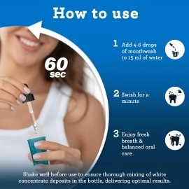 GuruNanda Concentrated Mouthwash, Helps with Bad Breath, Promotes Teeth Whitening, Made with 100% Natural Essential Oils, 1 Bottle Equals 300 Rinse, Fluoride-Free - Mint Flavored (2 oz)