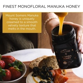 Mount Somers Premium Manuka Honey MGO 514+ / UMF 15+ 100% Pure New Zealand Manuka Honey - Genuine Natural Superfood - UMF Certified & Traceable 1.1lb Jar
