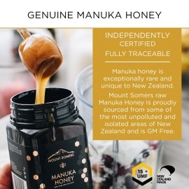 Mount Somers Premium Manuka Honey MGO 514+ / UMF 15+ 100% Pure New Zealand Manuka Honey - Genuine Natural Superfood - UMF Certified & Traceable 1.1lb Jar