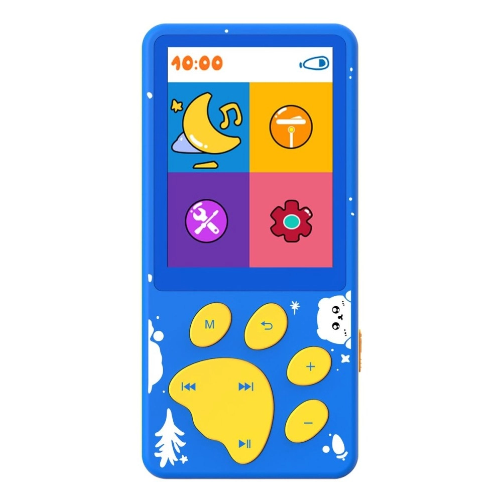 wiwoo MP3 Player for Kids, Portable Music Player with Cartoon Headphone Micro SD Card Expandable 1.8 Screen, Children Media Player with Bear Paw Button Design, Games, Voice Recorder (Blue)