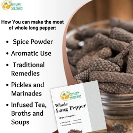 Herbs Botanica Long Pepper Whole Organic Piper Longum Black Peppercorns Pippali Whole Piper Indian Pure Longum Natural Poivre Wholes Dried Quality 3.52 oz / 100gms