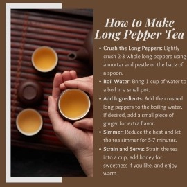 Herbs Botanica Long Pepper Whole Organic Piper Longum Black Peppercorns Pippali Whole Piper Indian Pure Longum Natural Poivre Wholes Dried Quality 3.52 oz / 100gms