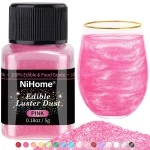 NiHome Edible Luster Dust Glitter Powder Metallic Fancy Food Decorating Sprinkle Glimmery Brew Dust for Drink Wine Beverage Cake Dessert Home Bakery Restaurant Vegan Allergen-Free (Pink, 5g/0.18oz)