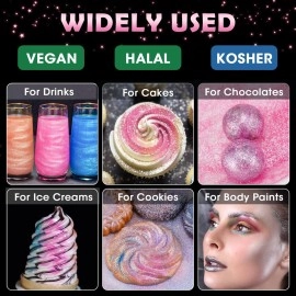 NiHome Edible Luster Dust Glitter Powder Metallic Fancy Food Decorating Sprinkle Glimmery Brew Dust for Drink Wine Beverage Cake Dessert Home Bakery Restaurant Vegan Allergen-Free (Pink, 5g/0.18oz)