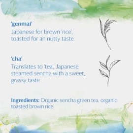 Grace Farms Organic GENMAICHA Green Tea (16 pyramid sachets) | Japanese Sencha and Toasted Rice | Smooth and Nutty | Organic and Kosher Certified | Gives Back 100% of Profits