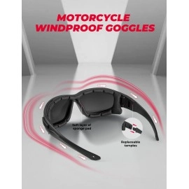 KEMIMOTO Motorcycle Goggles for Men, Polarized Motorcycle Riding Glasses with 4 Pairs of Windproof Lenses for Moto, Boating, Fishing, and Cycling