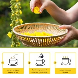 LYCKLIGA - Mullein Leaf Tea, Mullein Herbal Tea for Lung Detox, Mullein Tea for Healthy Respiratory and Bronchial Function (15 Tea Bags)