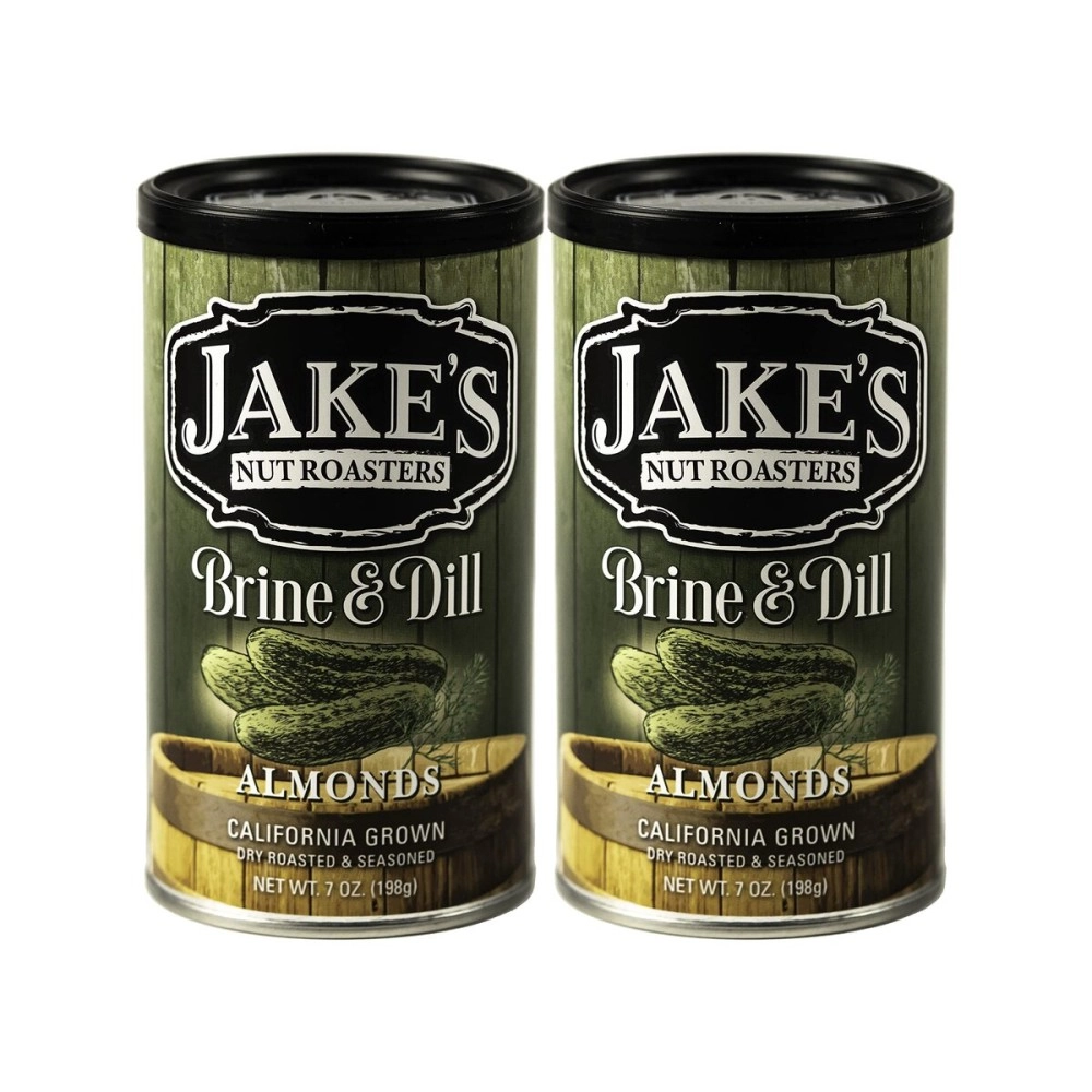 Jake\'s Nut Roasters - Brine & Dill Almonds (2 Pack) - Whole Dry Roasted Seasoned Almonds