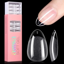 AILLSA Short Almond Nail Tips 360Pcs Full Cover Ge..